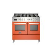 Bertazzoni UK Limited PRO106L2EART Professional 100cm Range Cooker Twin Oven Dual Fuel Gloss Orange