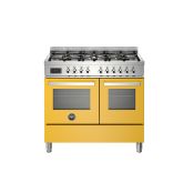 Bertazzoni UK Limited PRO106L2EGIT Professional 100cm Range Cooker Twin Oven Dual Fuel Gloss Yellow