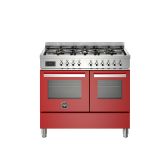 Bertazzoni UK Limited PRO106L2EROT Professional 100cm Range Cooker Twin Oven Dual Fuel Gloss Red