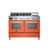 Bertazzoni UK Limited PRO126G2EART Professional 120cm Range Cooker Twin Oven Dual Fuel Gloss Orange