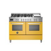Bertazzoni UK Limited PRO126G2EGIT Professional 120cm Range Cooker Twin Oven Dual Fuel Gloss Yellow