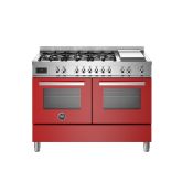Bertazzoni UK Limited PRO126G2EROT Professional 120cm Range Cooker Twin Oven Dual Fuel Gloss Red