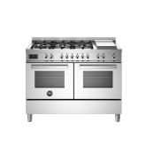 Bertazzoni UK Limited PRO126G2EXT Professional 120cm Range Cooker Twin Oven Dual Fuel Stainless Stee