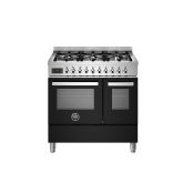 Bertazzoni UK Limited PRO96L2ENET Professional 90cm Range Cooker Twin Oven Dual Fuel Gloss Black