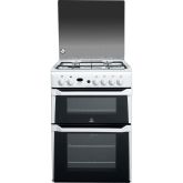 Indesit ID60G2W 60Cm White Gas Double Oven With 4 Burner Hob