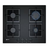 NEFF T26CA42S0 60cm Black Tempered Glass, 4 burner, Cast Iron supports, FlameSelect, LED display 