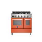 Bertazzoni UK Limited PRO96L2EART Professional 90cm Range Cooker Twin Oven Dual Fuel Gloss Orange