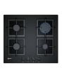 NEFF T26CA42S0 60cm Black Tempered Glass, 4 burner, Cast Iron supports, FlameSelect, LED display 