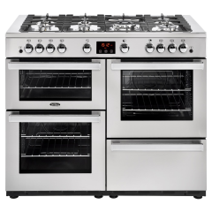 Belling 444411729  X110G 110cm Gas Rangecooker with Double Oven and Gas Hob - Stainless Steel
