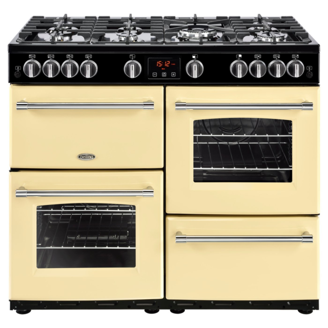 Belling 444411737 X90G 100cm Gas Rangecooker with Double Oven and Gas Hob - Cream