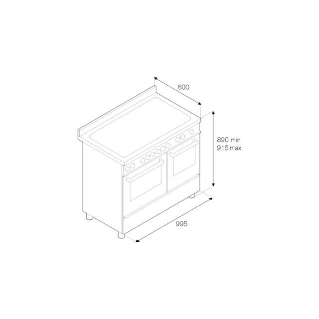 Bertazzoni UK Limited MAS106L2EXC Master 100cm Range Cooker Twin Oven Dual Fuel Stainless Steel