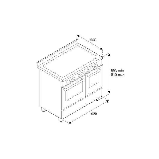 Bertazzoni UK Limited PRO95I2ENET Professional 90cm Range Cooker Twin Oven Induction Gloss Black
