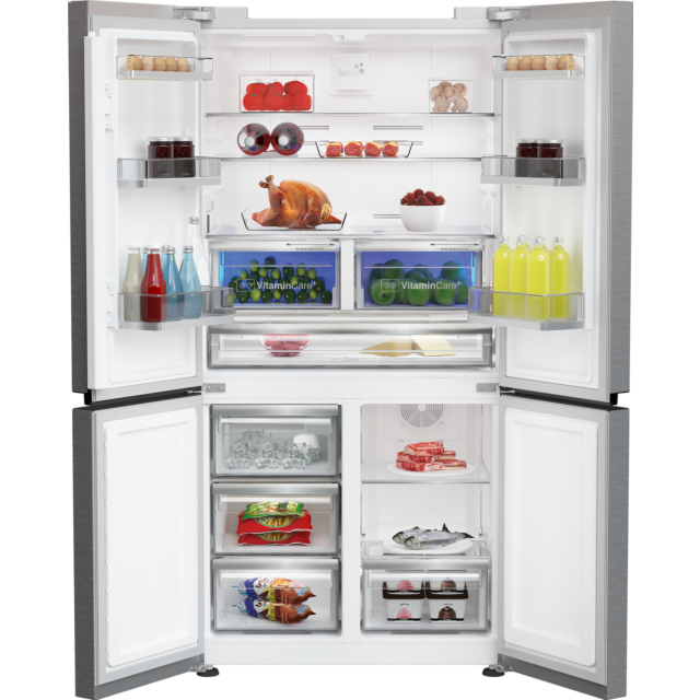 Blomberg KQD114VPX 90.8cm Dual Cooling American Style Fridge Freezer - Brushed Steel