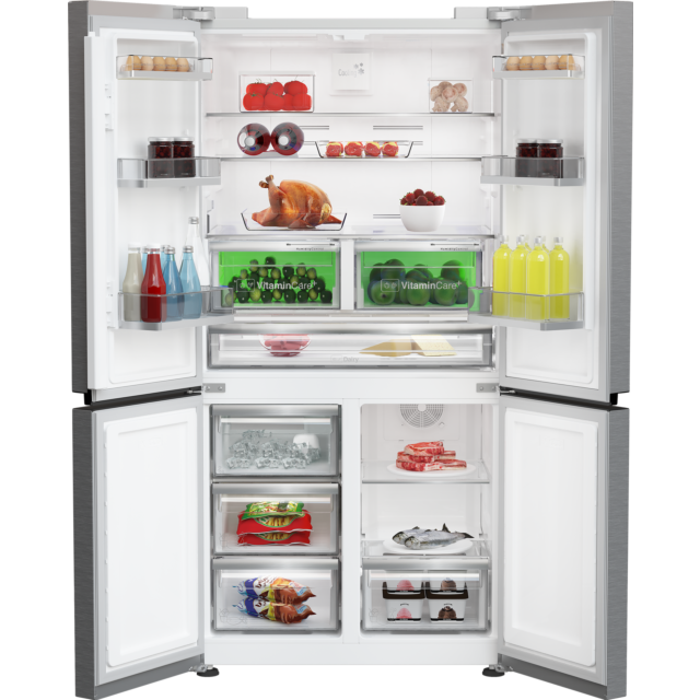 Blomberg KQD114VPX 90.8cm Dual Cooling American Style Fridge Freezer - Brushed Steel