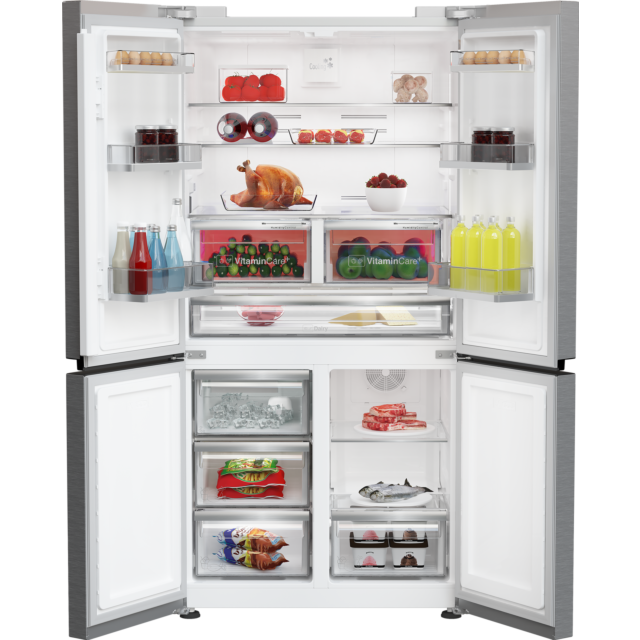 Blomberg KQD114VPX 90.8cm Dual Cooling American Style Fridge Freezer - Brushed Steel