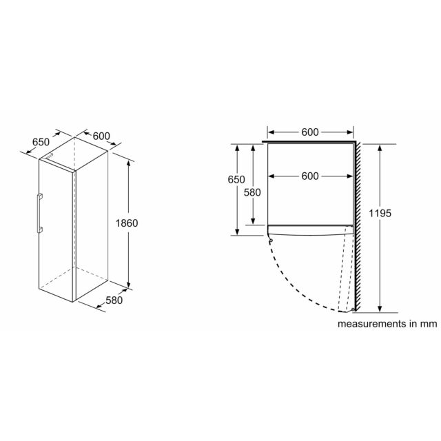Bosch GSN36VLFPG 186x60 NoFrost Upright Freezer, 7 Compartments including 2 BigBox and EasyAccess Sh