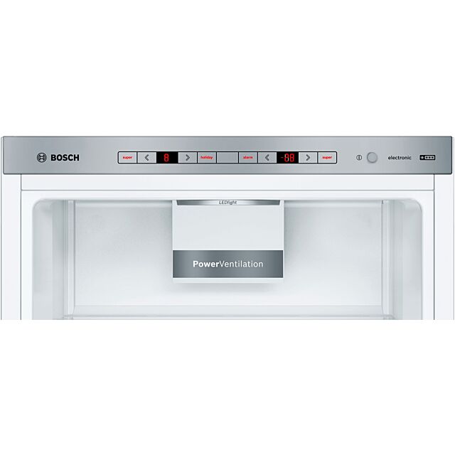 Bosch KGE49AWCAG 201x70, LowFrost fridge freezer, VitaFresh, LED light, Chrome bottle rack, Integrat