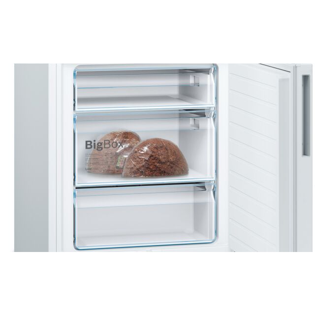 Bosch KGE49AWCAG 201x70, LowFrost fridge freezer, VitaFresh, LED light, Chrome bottle rack, Integrat