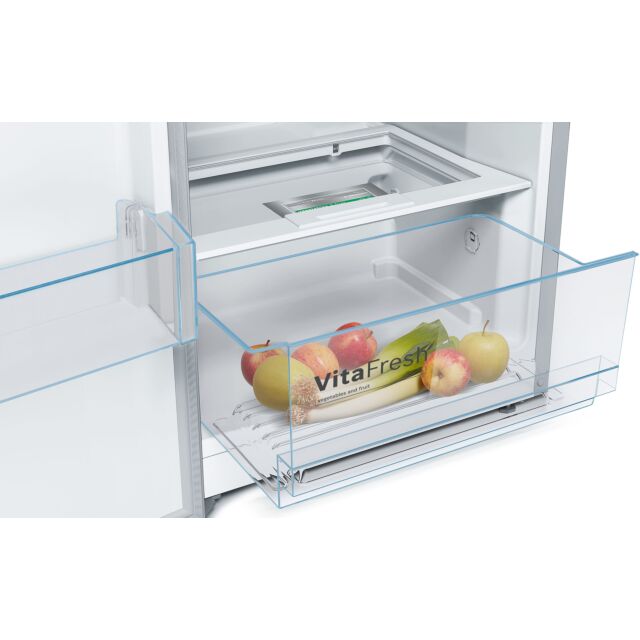 Bosch KSV29VLEP 161x60 Upright Fridge, vitaFresh, 3 egg trays, LED light, 6 glass shelves, 4 door sh