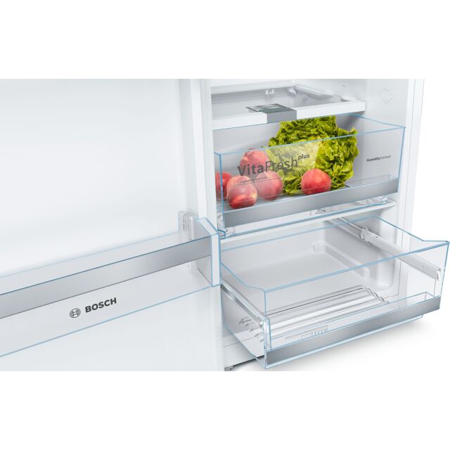 Bosch KSV36AWEPG 186x60 Upright Fridge, VitaFresh Plus, chrome bottle rack, LED light, 7 glass shelv