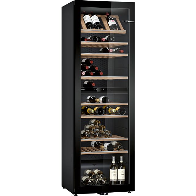 Bosch KWK36ABGAG 186X60 wine cabinet with reversible glass door, UV filter protection, 38dB, dual zo
