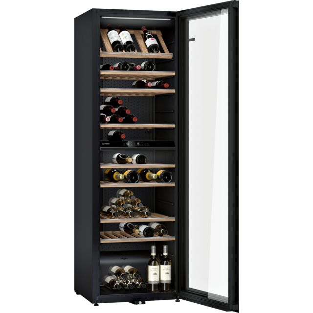 Bosch KWK36ABGAG 186X60 wine cabinet with reversible glass door, UV filter protection, 38dB, dual zo
