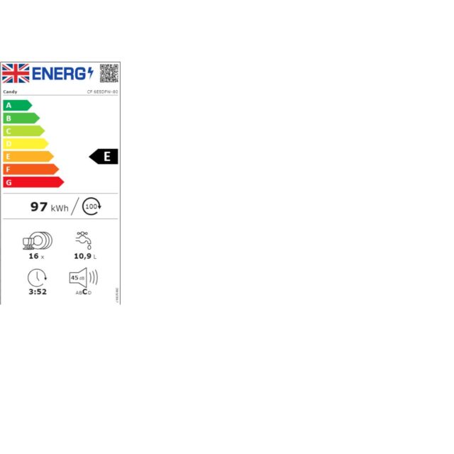 Candy CF6E5DFW 16Plc Setting Dishwasher