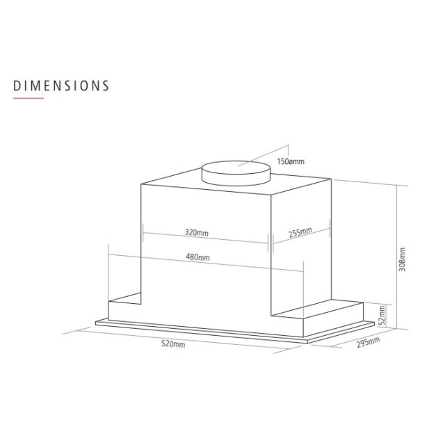 Caple BU525BK black glass, electronic controls, 535m3/h, W 520mm, B energy, filter CAP61CF