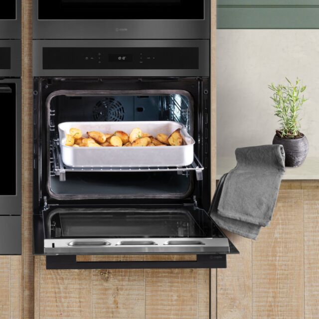 Caple C2402GM Built In Gunmetal Single Electric Soft Close Oven