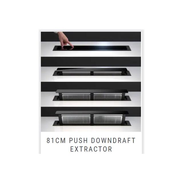 Caple DD901BK 'Push' mechanism, stainless steel and black glass, low profile, electronic push button