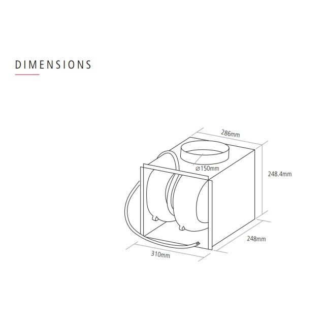 Caple DDMEXT11 internal carcase installation, **636 to 791m3/h, **A to B energy, for Downdraft hoods