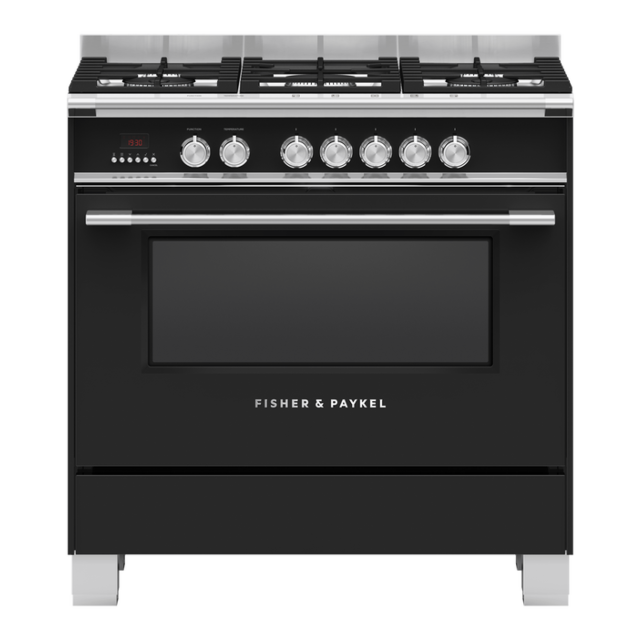 Fisher & Paykel 90cm Dual Fuel Cooker in Black Finish