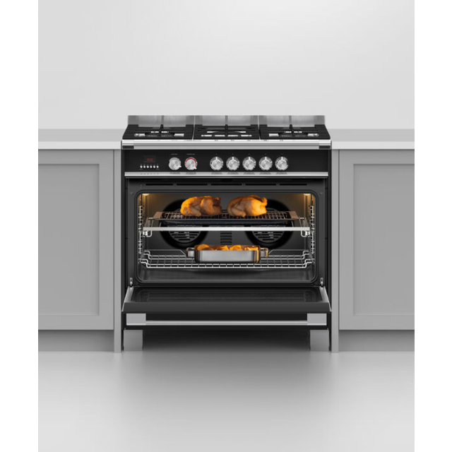 Fisher & Paykel 90cm Dual Fuel Cooker in Black Finish