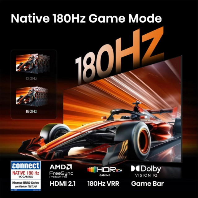 Hisense 100UR8STUK 4K Ultra HD RGB MiniLED TV Black