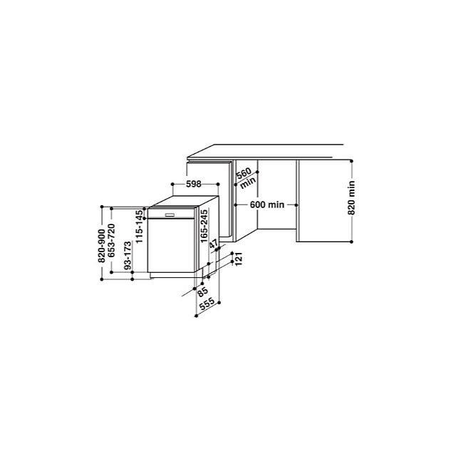 Hotpoint HBC2B19XUKN Semi Integrated Full Size Dishwasher 13 Place 11L 49Db 5 Progs Quick Wash