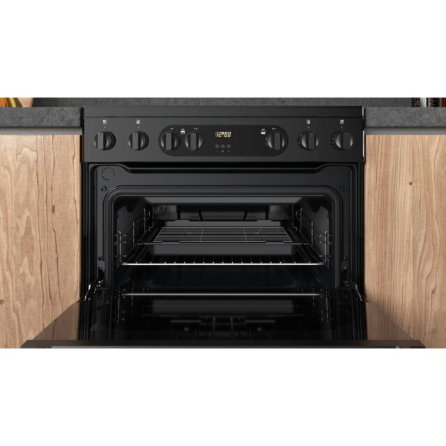 Hotpoint HDEU67V9C2B/UK 60cm Double Oven Electric Cooker with Ceramic Hob - Black