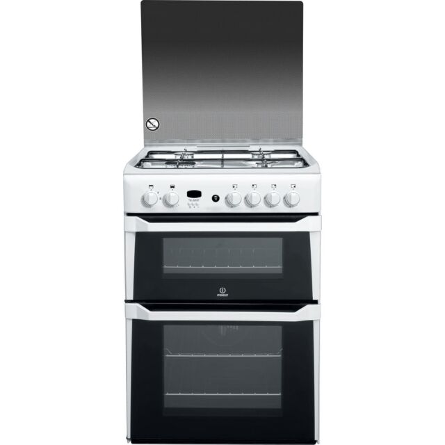 Indesit ID60G2W 60Cm White Gas Double Oven With 4 Burner Hob