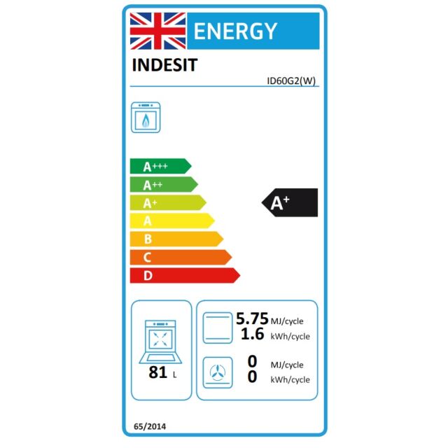 Indesit ID60G2W 60Cm White Gas Double Oven With 4 Burner Hob