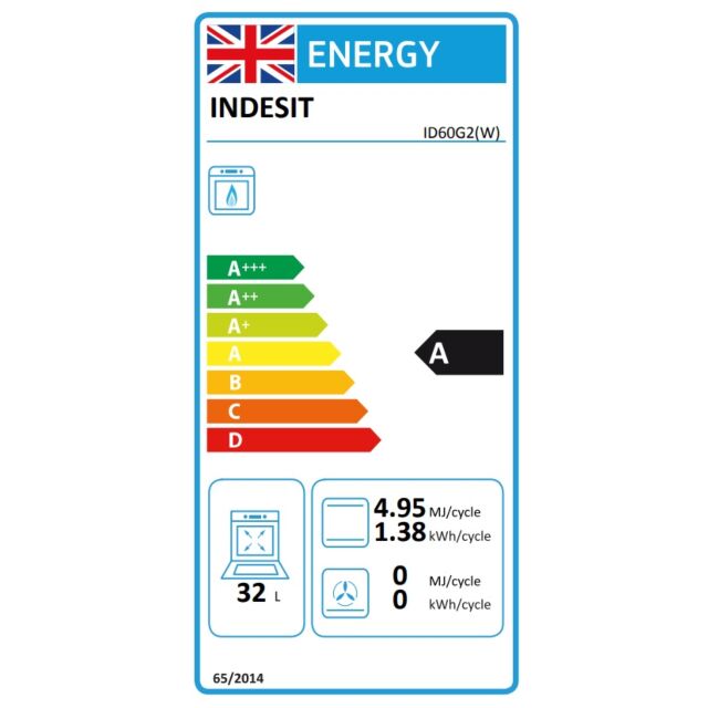 Indesit ID60G2W 60Cm White Gas Double Oven With 4 Burner Hob