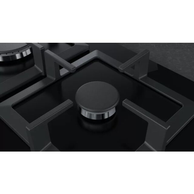 NEFF T26CA42S0 60cm Black Tempered Glass, 4 burner, Cast Iron supports, FlameSelect, LED display 