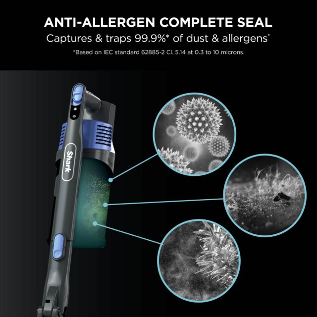 Shark IZ202UK Cordless Stick Vacuum Cleaner - 40 Minutes Run Time - Blue.