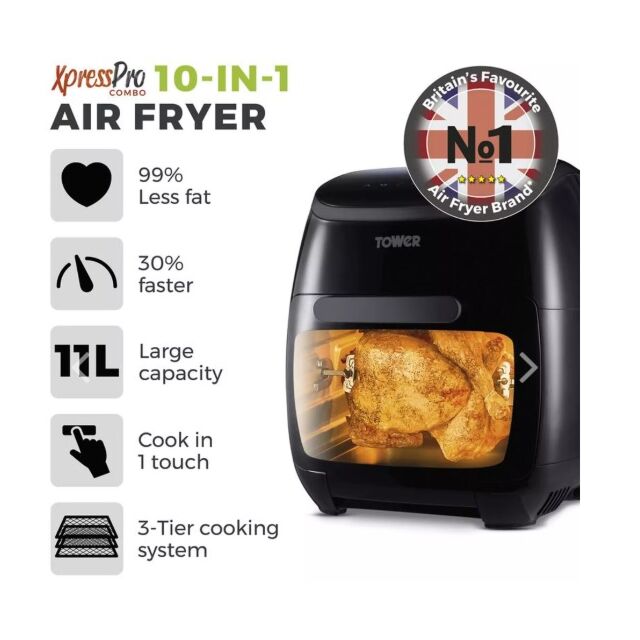 Tower T17076 11Ltr Xpress Pro 10-In-1 Air Fryer With Rotisserie