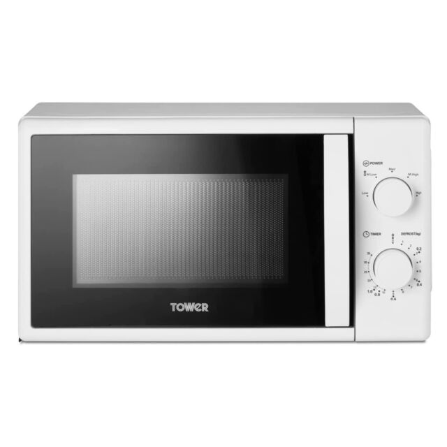 Tower T24034WHT 20 Litre 700W Manual Microwave With 5 Power Levels